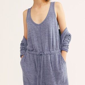 Free‎ People Beach Sleeveless Bicoastal Jumpsuit Pockets Indigo Deep XS